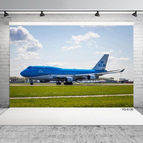 Airplane Runway Lawn Airfield Photography Backdrop Custom Vinyl Background for Children Baby Portrait Photobooth Photo Studio