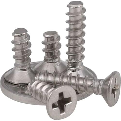 M2.2 Stainless Steel 304 A2 KB Thread Crossed Recessed Phillip Countersunk Flat Head Tapping Screws With Flat End 500pcs/lot