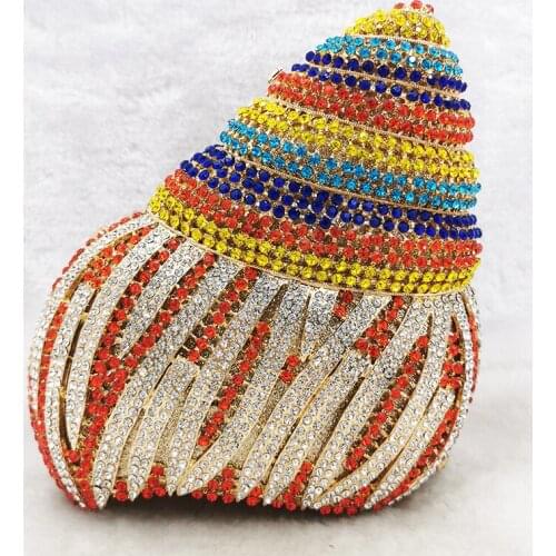 High-End Red/Yellow Multi-Colored 8 Colors Rhinestone Evening Clutch Bag Ladies Diamond Wedding Purse