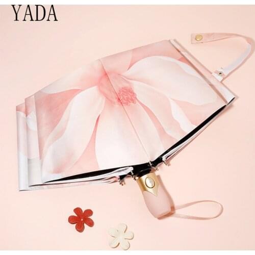 YADA 2020 INS LOVE Automatic Umbrellas Charm Rain Women uv Pink Flowers Umbrella For Womens Windproof Folding Umbrellas YS200019