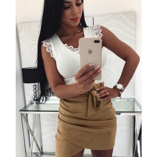 3 Colors Spring Autumn Womens Sexy High Waist Front Bow Skinny Stretch Mini Tight Buttocks Skirts Pencil Skirt