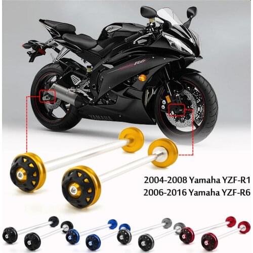 Motorcyle Parts Front & Rear CNC Aluminum Wheel Fork Slider Protector for Yamaha YZF R1 R6 Side Black/Green/Sliver/Gold Aluminum