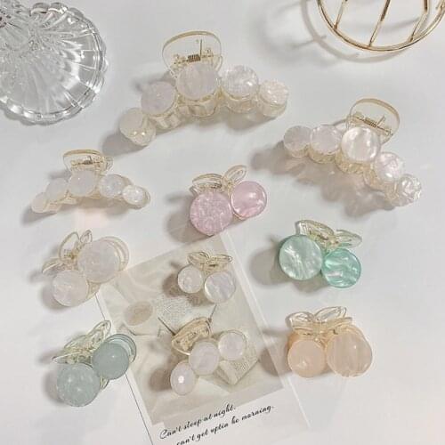 Hair Claw Clip Clamp For Women Girl Camellia Flower Floral Banana Pearl Korean Handmade Fashion Head Accessories