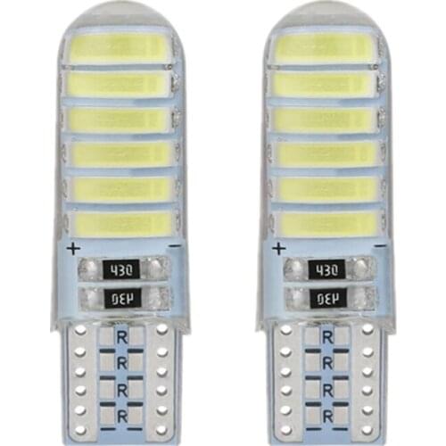 2/4PCS Led T10 7014 7020 12SMD Light white Crystal Led Lamp Reading Dome Silicone Case Car Side Wedge Lamp Bulb 12V