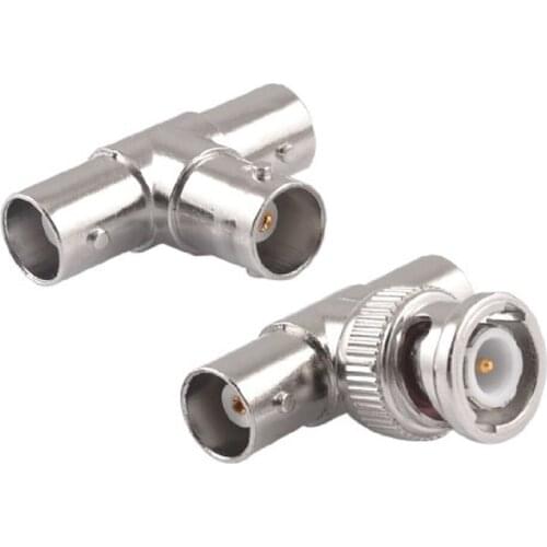 2015 Hot New BNC Male to 2Female Plug RF Coaxial T Adapter w BNC Connector 3 Way Splitter