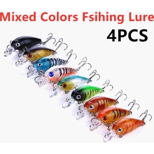 4PCS Fishing Lure 4.5cm 4g Baits Kit Wobbler Treble Hooks Plastic Wobbler Fishing Tackle 3D Eyes Fishing Tackle Top Water Lure