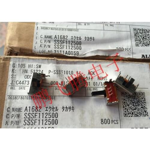 5PCS/lot SSSF112500 Japan ALPS universal small toggle switch 3 feet 2 gears side feet 5 feet with bracket, side dial sliding