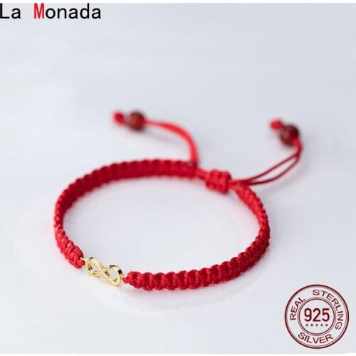 La Monada Eight Red Thread For Hand Womens Bracelets 925 Sterling Silver Bracelets For Women Red Rope Silver Bracelet 925 Women