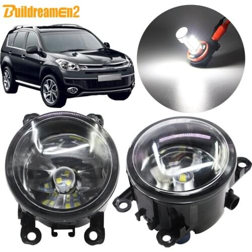 Buildreamen2 For Citroen C-Crosser 2007-2013 Car H11 Fog Light Assembly Lampshade + Bulb Daytime Running Light 12V Accessories