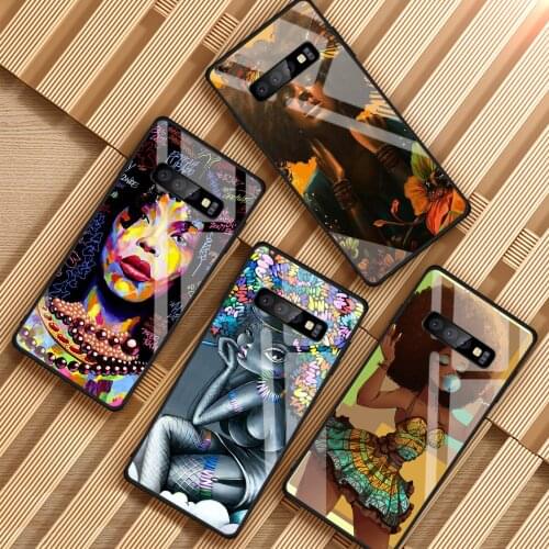 Melanin Poppin Tempered Glass Phone Case For Samsung Galaxy A6 A6S A8 A8S J6 J8 2018 S8 S9 S10 PLUS NOTE 8 9
