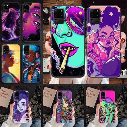 Art space girl Phone case For Samsung Galaxy Note 4 8 9 10 20 S8 S9 S10 S10E S20 Plus UITRA Ultra black tpu bumper luxury prime