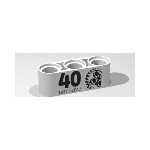 Building Blocks Parts 32523pr0001 10PCS Beam 1 x 3 Thick with Black'40 1977- 2017'and24Tooth Gear Print ING