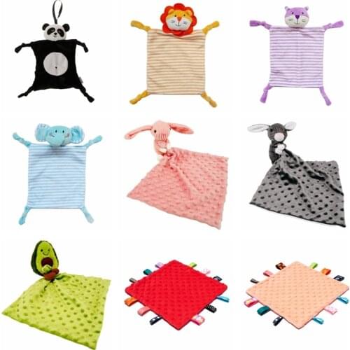 Baby Appease Towel with Colorful Tags Soft Cotton Soother Teether Infants Comfort Sleeping Nursing Cuddling Blanket Toys