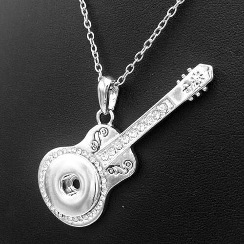 Classical guitar 18mm snap button Necklace XH535