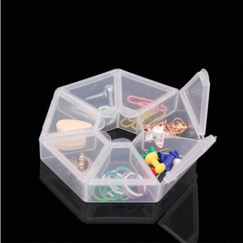 1pcs Mini 7 Grids Cell Round Storage DIY Tool Box Case Organizer Container Rhinestone Nail Art Jewelry Earring Electric Screw