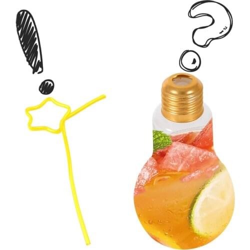 Creative Summer Bulb Water Bottle Brief Fashion Cute Milk Juice Light Bulb Shape Cup Leak-proof PlasticBottle Party Cups