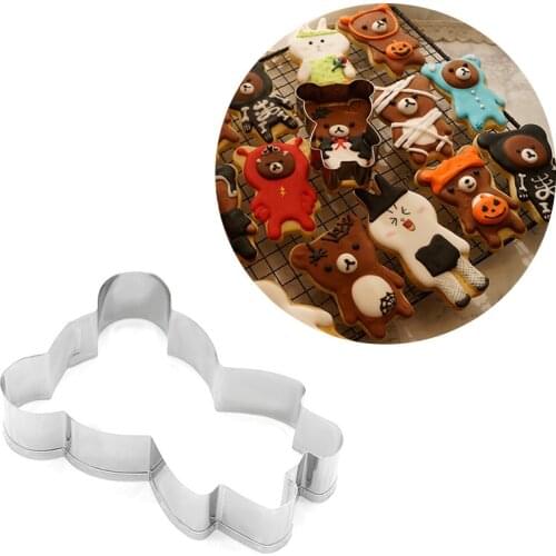 Mini Bear Cookie Cutter Stainless Steel Biscuit Cut Mold Baking Fruit Cut Cake Mold Embossing Printing Die