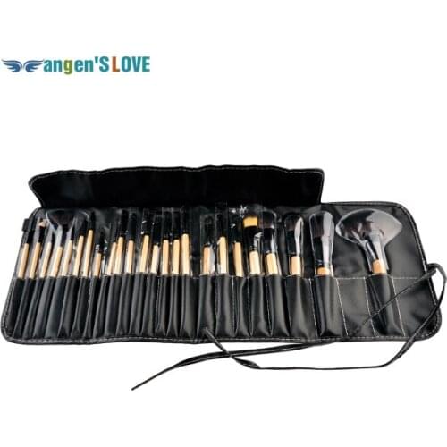 Makeup Wood Brushes Tool Kits 24PCS Makeup Bag Pink & Black Colour Full Makeup Kit