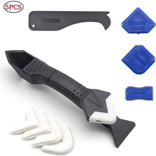 5 Pcs/set Caulking Tool Kit Silicone Sealant Finishing Tool Grout Scraper Caulk Remover And Caulk Nozzle And Caulk Caps