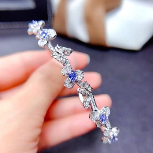 Natural tanzanite bracelet, classic style, 925 silver, simple to wear, beautiful effect