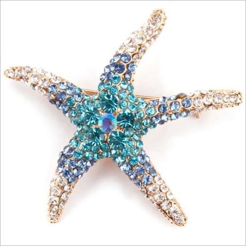 New style five - pointed star alloy starfish models full of drill brooch wild diamond corsage men and women clothing accessories