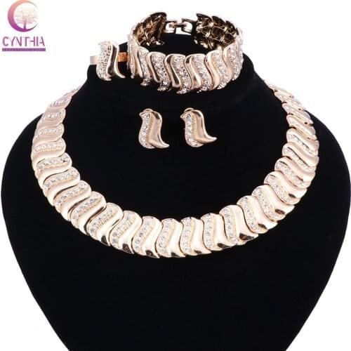 Wholesale Luxury Bridal Gold-color Jewelry Sets For Women Fashion Unique Nigerian Wedding African Beads Chokers Costumer Party