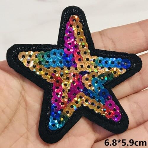 New 1Pcs Star Colorful Embroidery Patches For Clothing DIY Iron On Patches On Clothes Bag Custom Patch Accessories