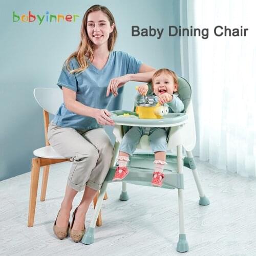 Baby Inner Adjustable Baby Dining Chair Folding Booster Seat Portable High Feeding Lunch Chair with Bottom Storage Basket
