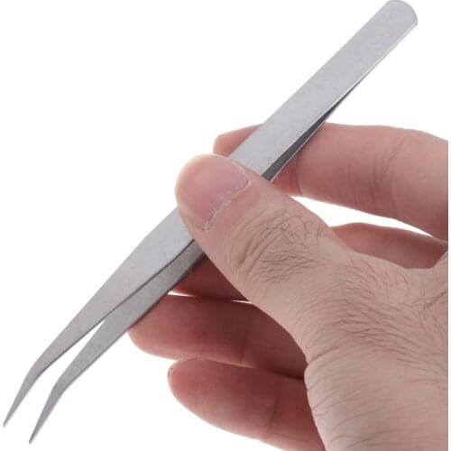 Fishing Tweezer Curved Head Fly Tying Iron Earthworm Anti Static Tool