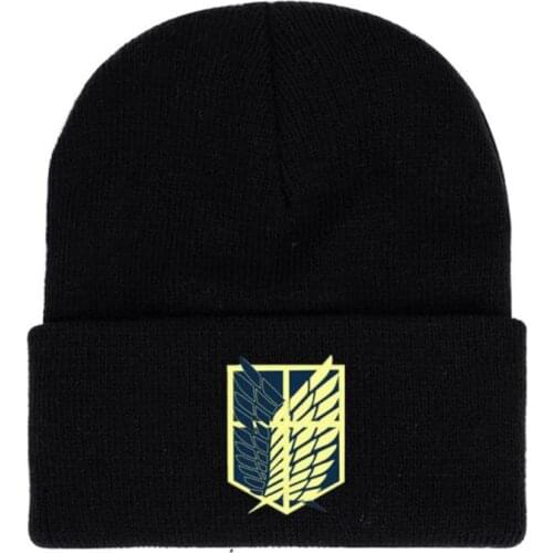 Anime Attack On Titan Cosplay Beanie Hat with Brooch Pins Exclusive Crown Knitted Cap Hat Accessories