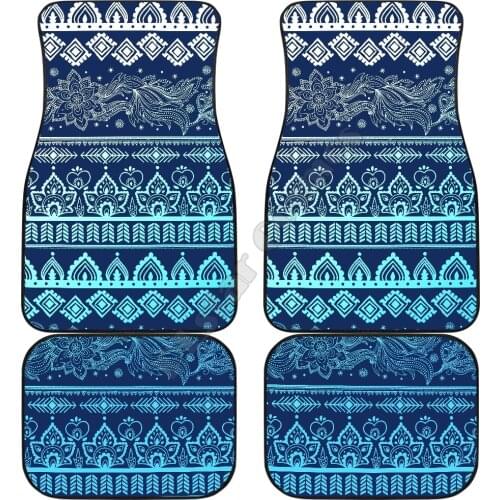 Blue Boho Car FLoor Mats 3D Printed Pattern Mats Fit for Most Car Anti Slip Cheap Colorful