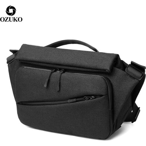 OZUKO New Men Crossbody Bags Male Messenger Bag Multifunction Riding Waterproof Shoulder Bag USB Charging Travel Bag for Men