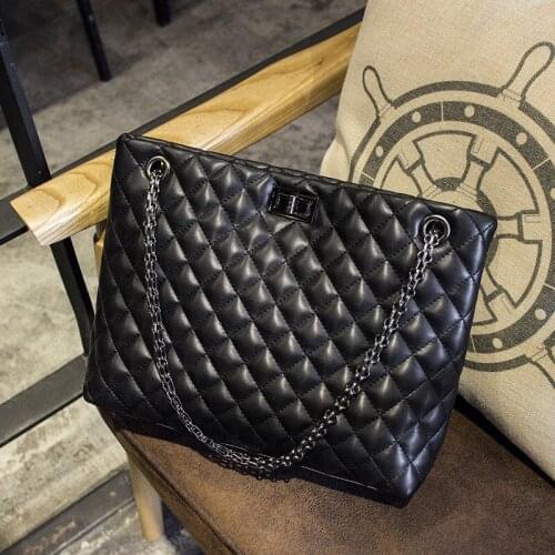 2020 Luxury Brand Women Plaid Bags Large Tote Bag Female Handbags Designer Black Leather Big Crossbody Chain Messenger Bag Girl