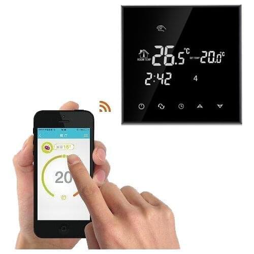 WiFi LCD Touch Screen Room Thermostat For Water Floor Heating 3A Remote Control Valve Program Temperature by Phone