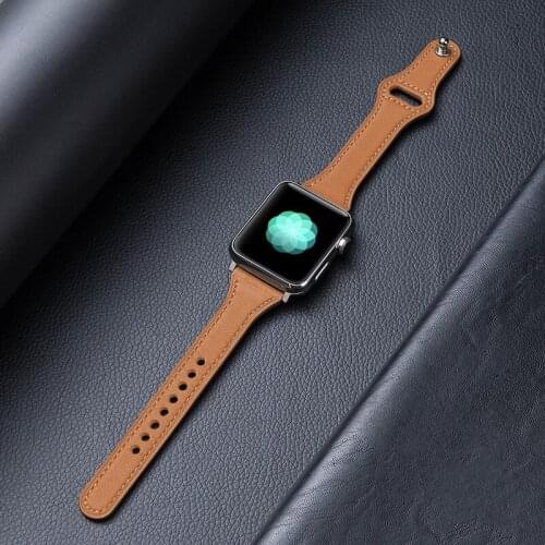 Slim strap For Apple watch band 40mm 44mm iWatch 38mm 42mm 44 mm Genuine Leather watchband bracelet Apple watch 6 5 4 3 se band