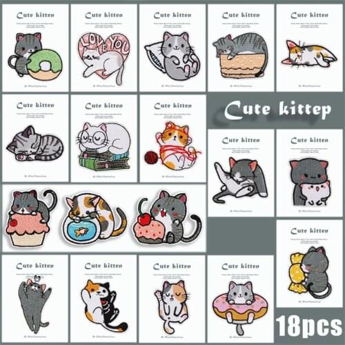 Cat Cartoon Embroidery Cloth Sticker Little Lazy Cat Big Family Patch Sticker Computer Embroidery Standard Cat Embroidery Badge