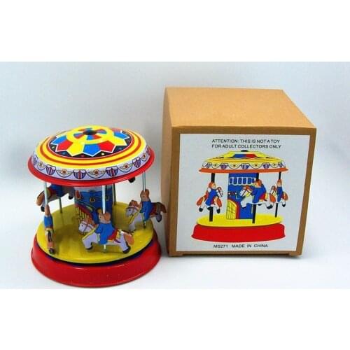[Funny] Classic collection Retro Clockwork Wind up Metal Tin Gear High-wheel Carousel toy Mechanical toys kids baby gift