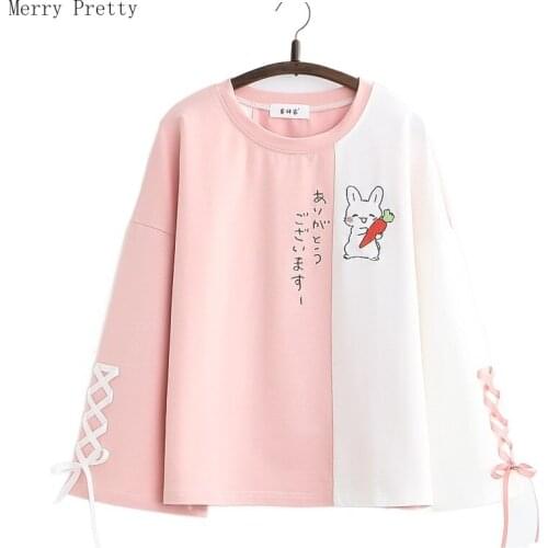 2021 Summer New Cotton Women Hoodies And Sweatshirts Casual Cartoon Embroidery Flare Sleeve O-neck Cute Sweet Style Female Top