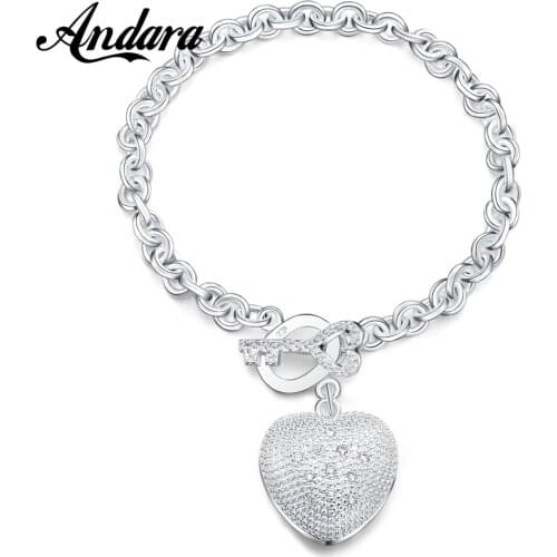 Fashion 925 Sterling Silver Bracelet Inlaid Love Bracelet for & Woman Jewelry Wedding Gift
