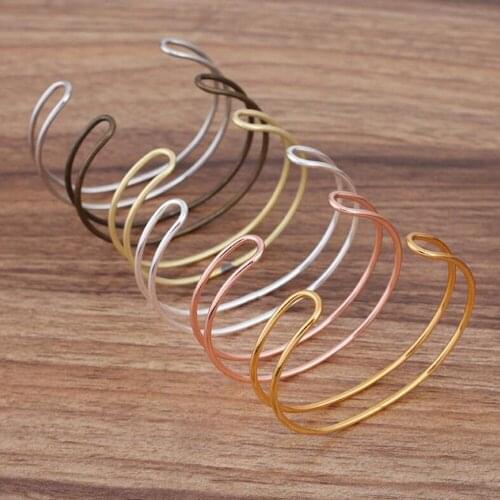 20pcs Simple Charm Bangle 65mm European and American Double Wire Wrapped Bangle Wrist Bracelet