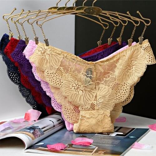 3pcs/pack Sexy Underwear Women Lace Embroidered Panties Seamless Brief Low-Rise Lingerie for Female Ladies Breathable Underpants