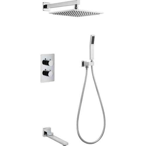 3ways Thermostatic Bathroom Shower Set Chrome Bathroom Rain Shower Head Easy Installation Bath Mixer Fauet With Embedded Box