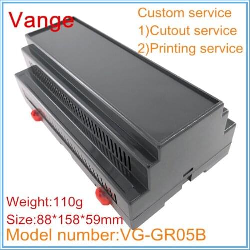 5pcs/lot extruded injection housing ABS material plastic project box case vent holes 88*158*59mm for din-rail electronic device