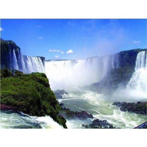 5D DIY Full Round/Square Diamond Painting Waterfall Scenery 3D Embroidery Cross Stitch Rhinestone Mosaic Home Decor Gift Y1030