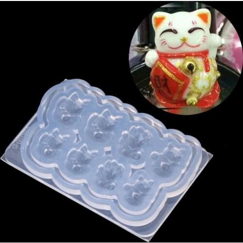 8 Different Fortune Cat Postures Nail Art Mold Expoy Resin Cabochon Jewelry Mold