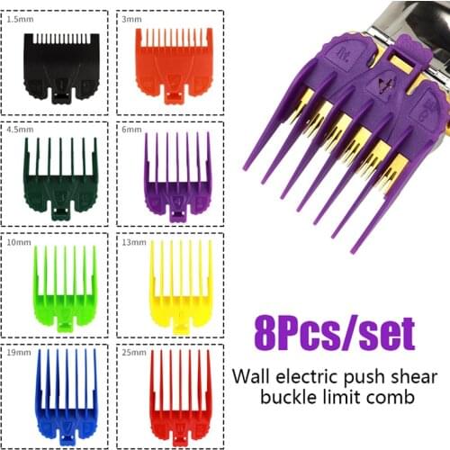 8pcs/set 1.5/3/4.5/6/10/13/15/19mm Universal Hair Clipper Limit Comb Guide Attachment Size Barber Replacement