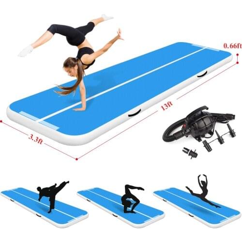 Airtrack 10ft/13ft/16ft/19ft Air Track Inflatable Gymnastics Tumbling Mat Training Yoga Cheerleading Mat for Home Use, Beach