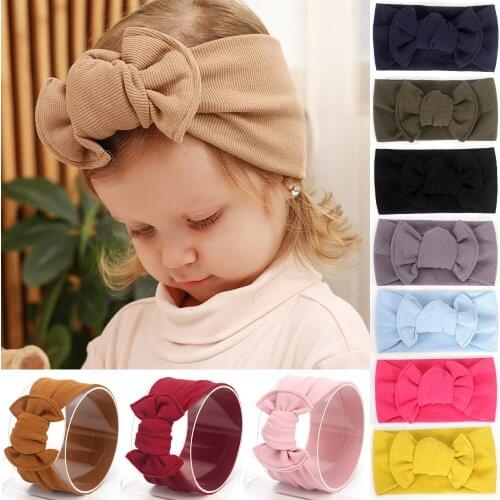 Baby Accessories Kids Girl Baby Headband Toddler Lace Bow Flower Hair Band Ribbed Solid Headwear Photo Props