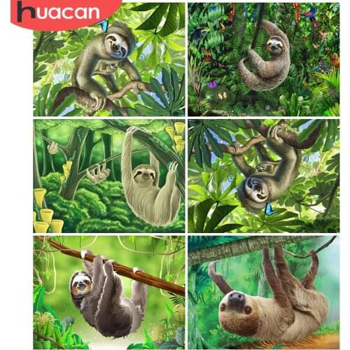 HUACAN 5D Diamond Painting Full Square Sloth Diamond Embroidery Mosaic Animal Rhinestone Kit Childrens Room Decor