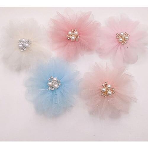 8Pcs Mesh Chiffon Flower Applique For DIY Baby Hair Clip Hat Headwear Crafts Patches Decor Ornament Clothing Accessories